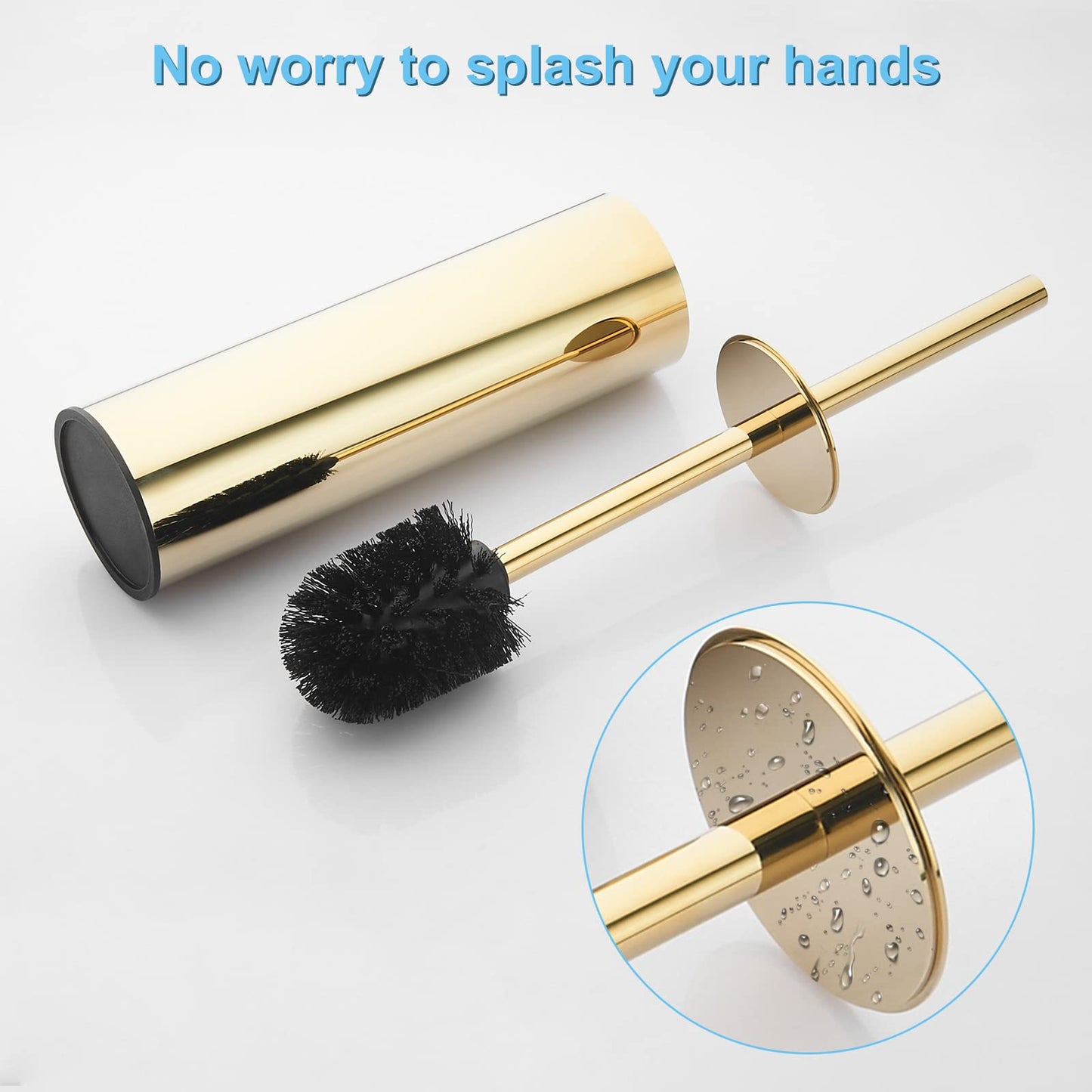 BGL 304 Stainless Steel Long Bucket Stand Round Toilet Brush Holder (gold)