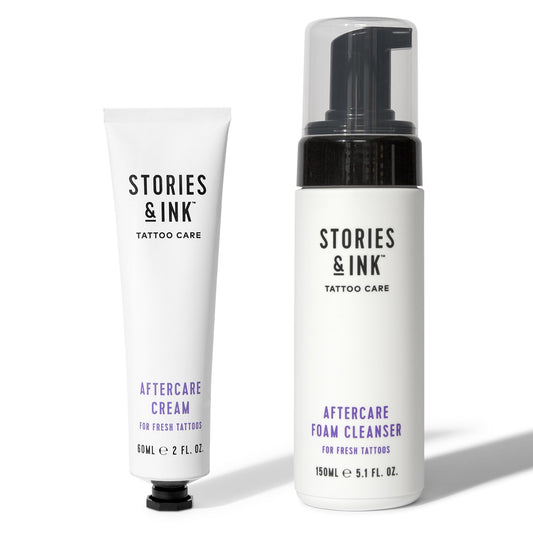 Stories & Ink Tattoo Aftercare Duo - 2-Step Routine for Fresh Tattoos, Contains: Cream & Foam Cleanser