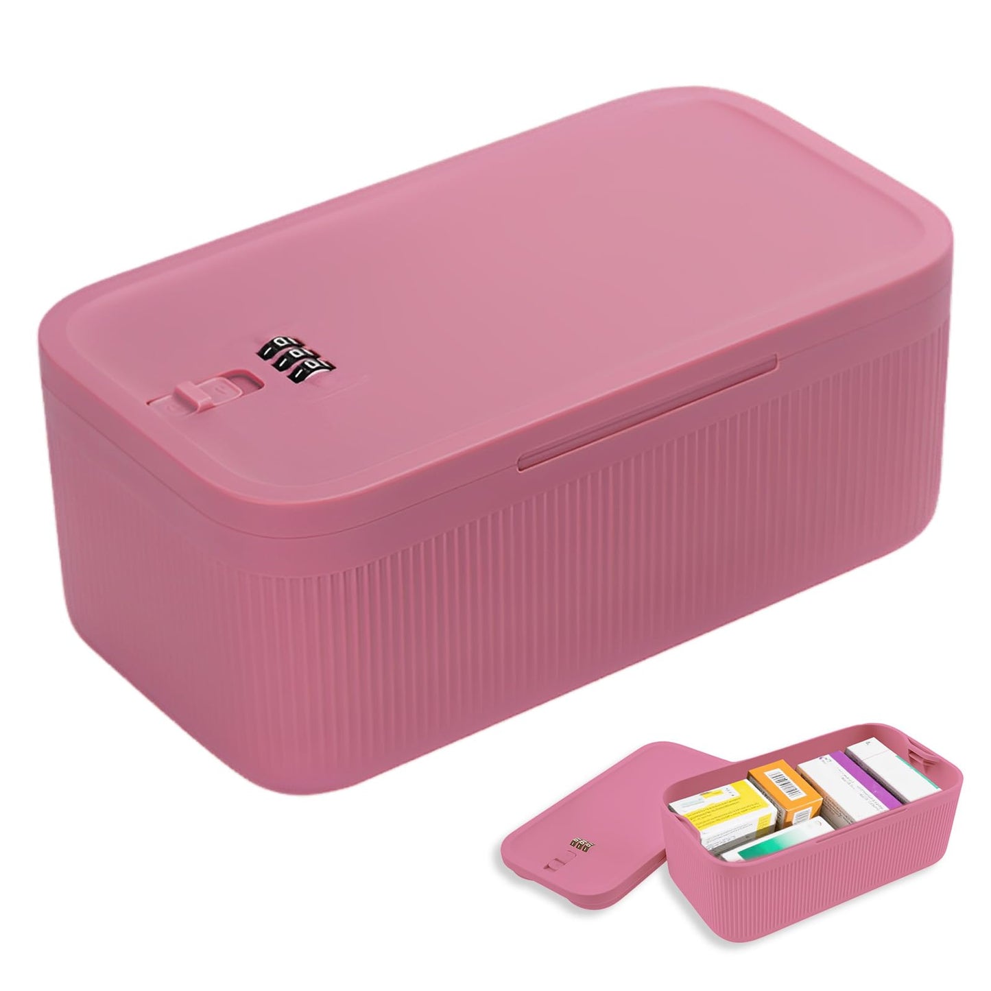 QINGLANG Lockable Box with Combination Code Portable Medication Small Lock Box Secure Medicine Safe, Phone Jail