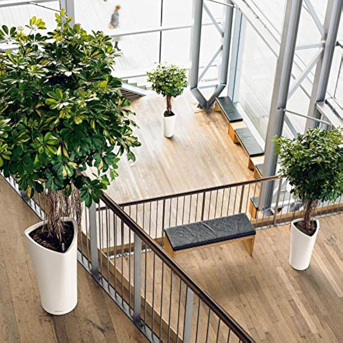 Lechuza Self Watering Plant Pot DELTA 40 Garden Flower Indoor and Outdoor Tall Plastic Planter with Drainage Hole D40 H75 cm White High-Gloss