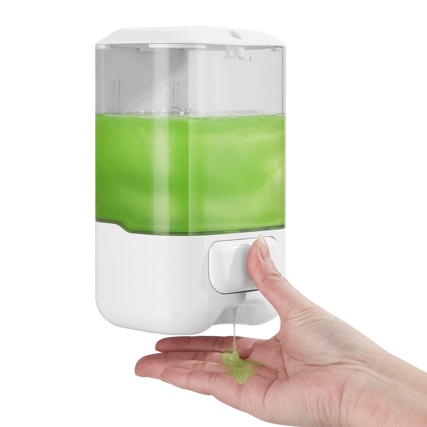 Modunful Liquid Soap Dispenser Wall Mounted,Manual No Drill Hand Soap/Sanitizer Dispenser for Bathroom,High-Capacity for Kitchen,Hotel & Commercial