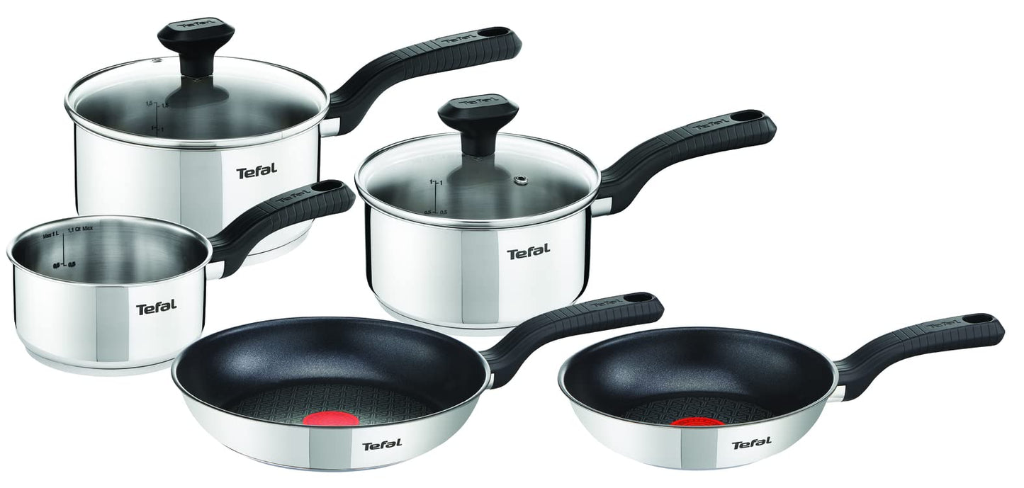 Tefal Comfort Max 5 Peice Stainless Steel Set  Durable Cookware for Healthy Cooking, Induction Compatible, Ergonomic Stay-Cool Handle, Dishwasher and
