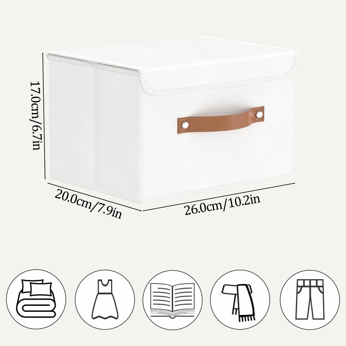 OUTBROS Storage Boxes with Lids 2 Pack, Bins, 26x20x17cm, White