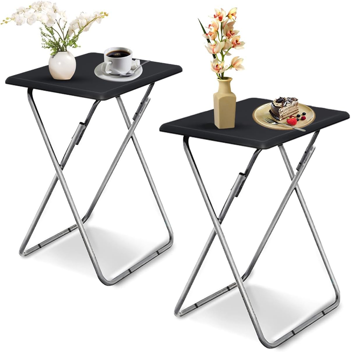 Small Folding Table, Folding Coffee Tables, Side Table 2 Set, TV Tray Table