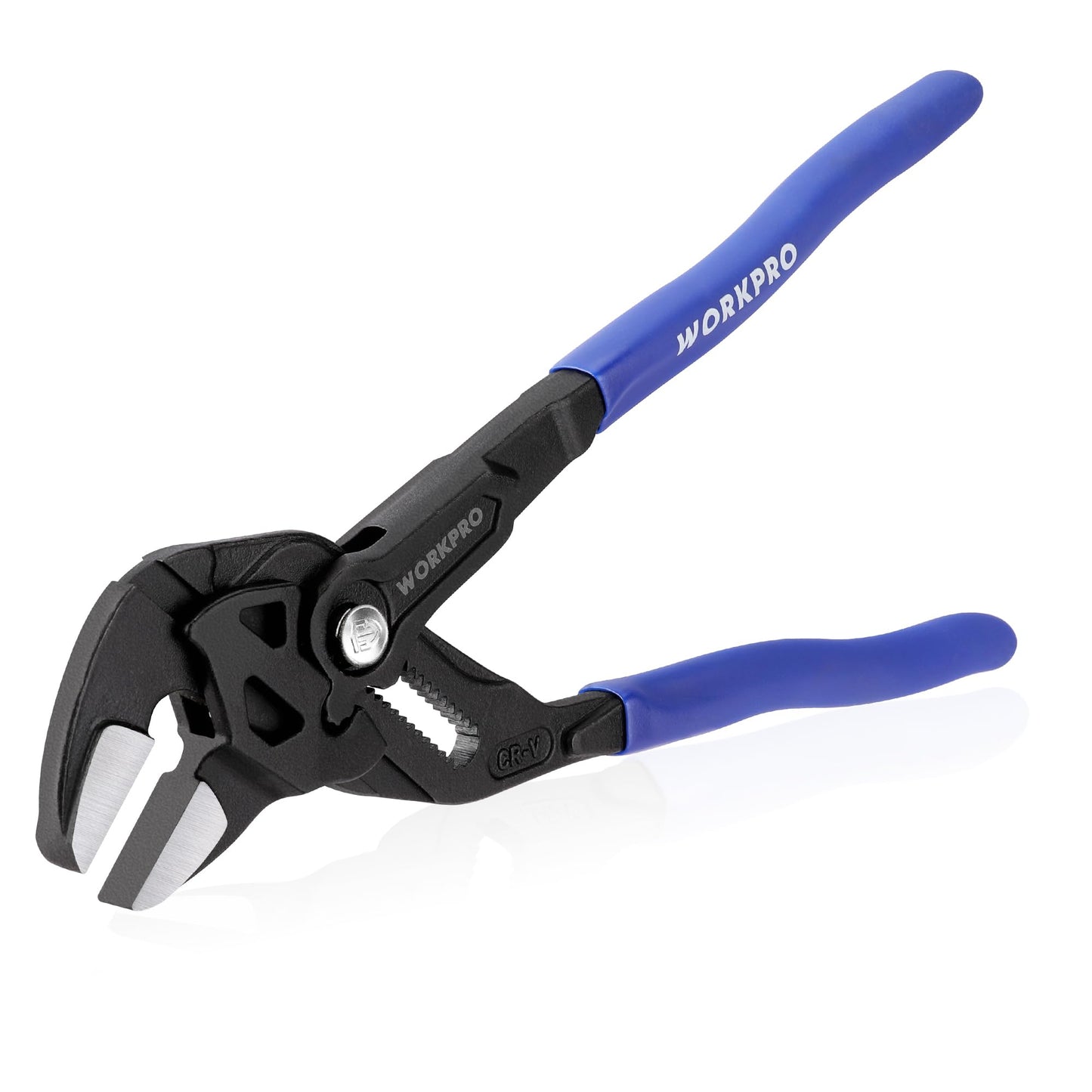 WORKPRO 250mm Adjustable Pliers Wrench, Adjustable Spanner, Water Pump Pliers, Self Adjusting Jaw Pliers Max Jaw Capacity 50mm, Dual Handle for Labor