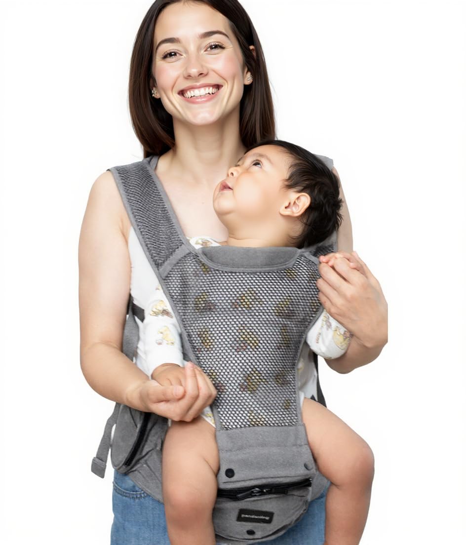 Pandanling - Baby Carrier with Hip Seat Newborn to Toddler - Mom's Choice Award Winner, 6-in-1 Ways to Carry, Safety Certified & Ergonomic for 0-36