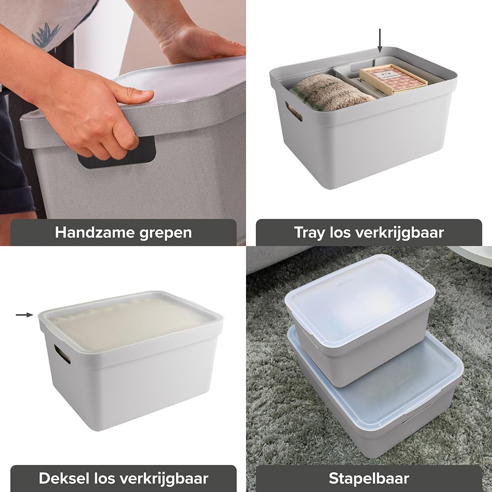Sunware Sigma Home Storage Box, Light Grey, 32 Litre