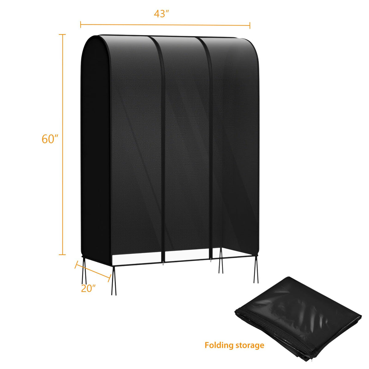 Syeeiex 3.6ft Translucent Clothes Rail Cover with Double Strong Zipped 43" Dustproof Cover Protective Zip Cover for Hanging Garment