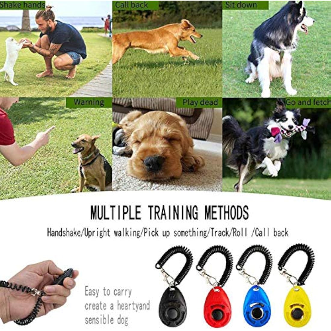 Bestomrogh 8 Pack Dog Training Clicker with Wrist Strap and Big Button Effective Behavioral Training Tool for Dogs Cats Birds Horse and Other Pets(Multi-Color)