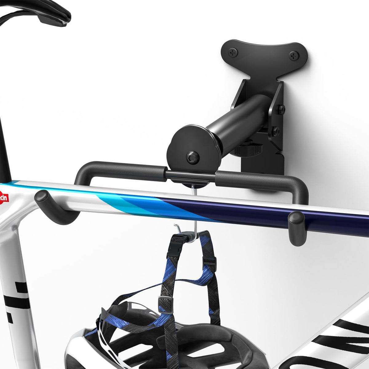 WELDUN Bike Wall Mount, Bicycle Holder, Foldable Bike Rack, Adjustable Distance, with Helmet Hook, Bike Storage Rack for Garage and Indoor