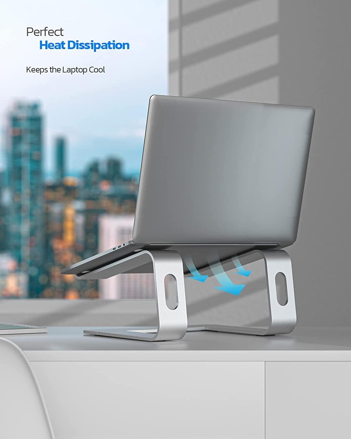 Nulaxy Ergonomic Laptop Stand for Desk, Aluminum Detachable Riser, Silver