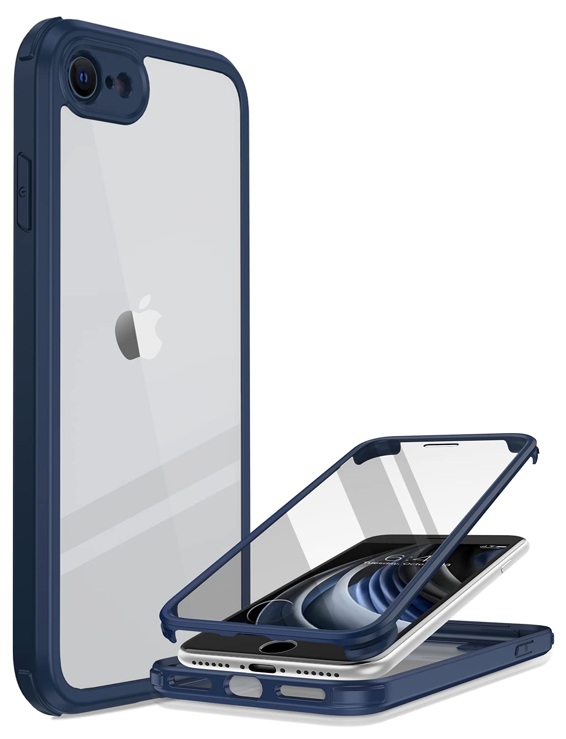 Miracase iPhone SE 2022 & 2020 Case, iPhone 8 Case [Built-in Glass Screen Protector] Military Grade Full Body 360 Shockproof Stylish Bumper