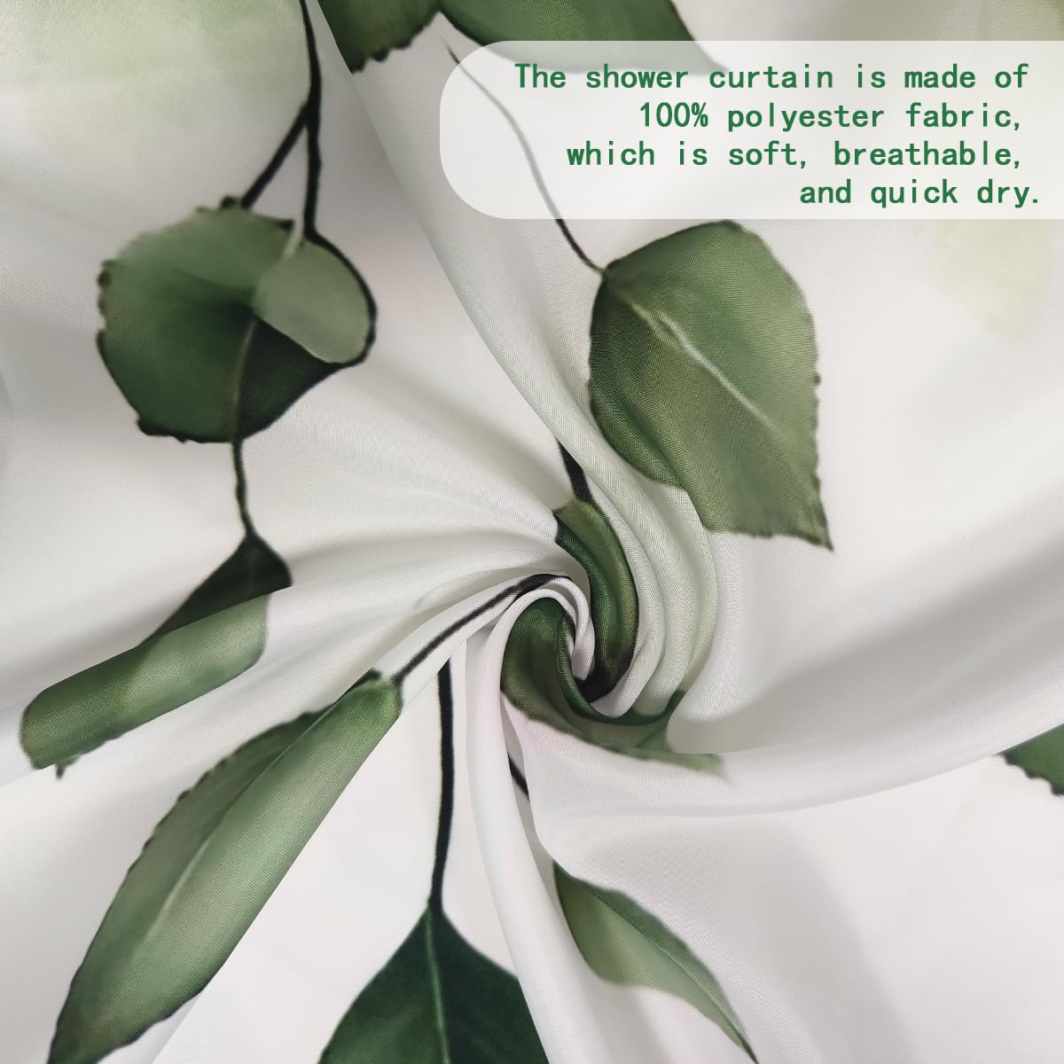 NEJLCTOROUS Leaves Shower Curtain, 3D HD Nature Green Leaves Bathroom Curtains, Waterproof Shower Curtains
