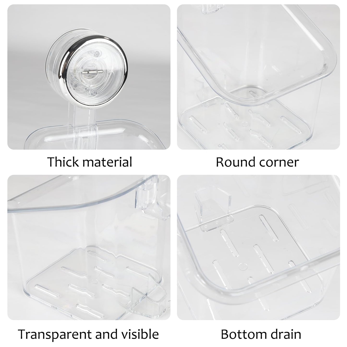 Gzsekken Shower Caddy 2 Pack Suction Bathroom Shelf Self Adhesive Wall Mounted No Drilling Powerful Basket Tidy Rack Organize for Kitchen Bathroom