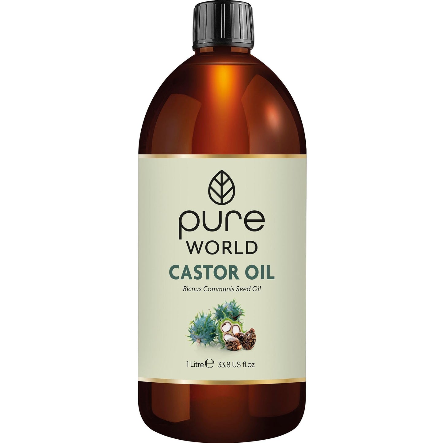 Pure World Natural Castor Oil 1 Litre 1000ml. Cold & Freshly Pressed 100% Pure and Undiluted Hexane Free for Eyebrows, Nails, Beard, Hair, Eyelash