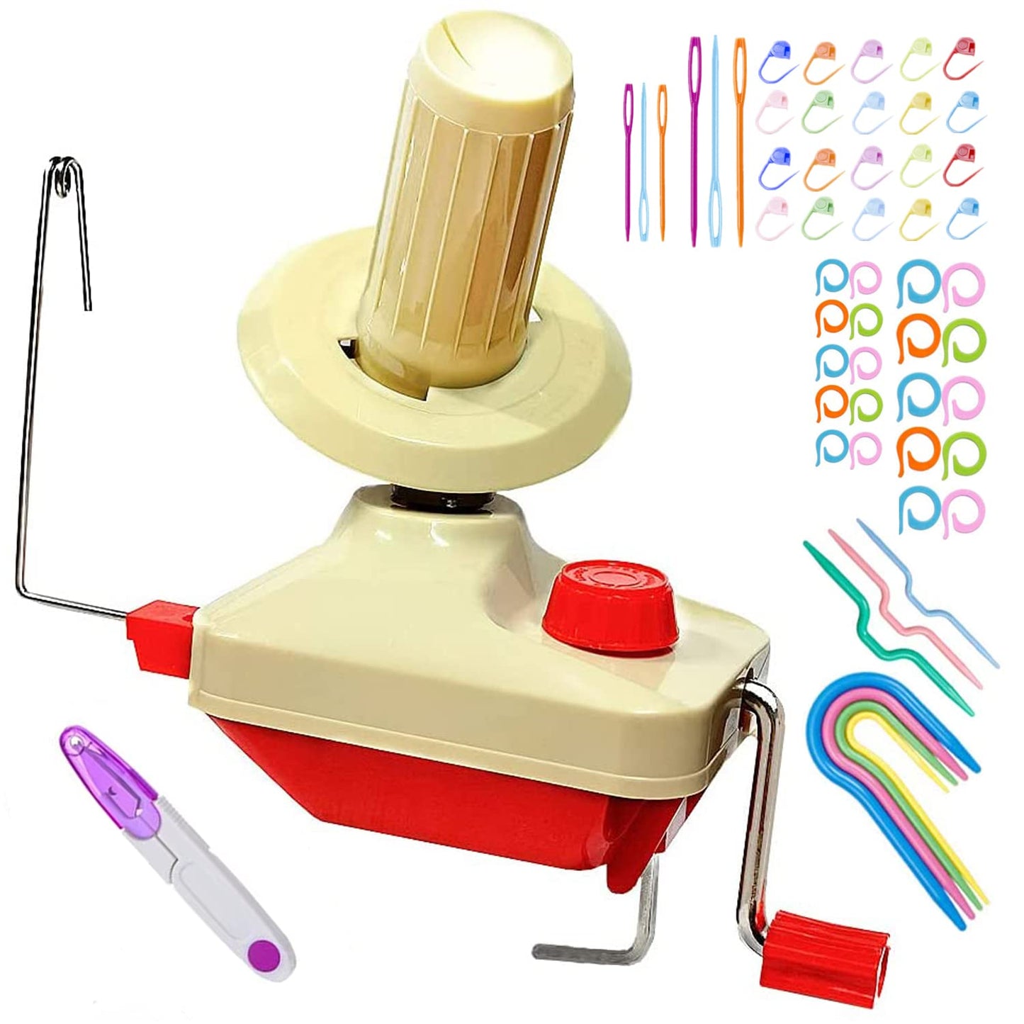 Yarn Ball Winder, Convenient Ball Winder for Yarn,Yarn Swift and Ball Winder Combo with Easy Installation for Yarn Storage + 53 Pieces Stitch Knitting