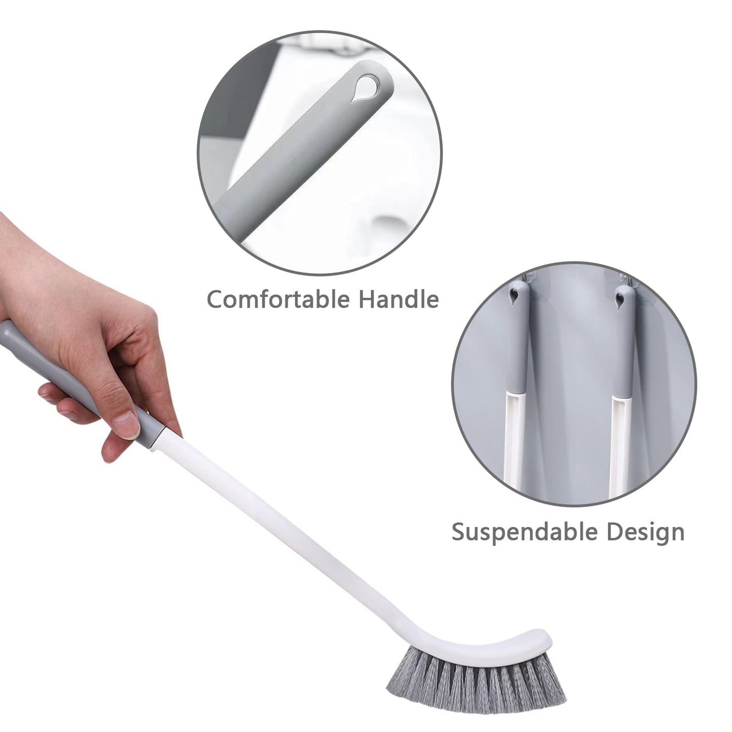 Lizbin Toilet Brush, Bathroom Toilet Bowl Brush, Curved Design Toilet Brush for Deep Cleaning Under Rim, Toilet Cleaner Brush with Long Handle