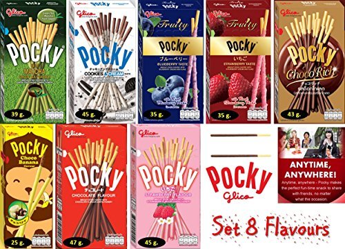 Set of 8 (8 Boxes) Flavours Matcha green tea,Cookies & Cream, Strawberry, Chocolate, Fruity Blueberry, Fruity Strawberry, Choco rich and Choco Banana
