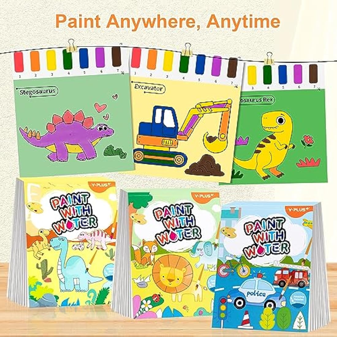 YPLUS Water Colouring Book for Children Painting Watercolour Paint Set Paper for Kids, Magic Book Arts and Crafts Gift for Drawing - Animals