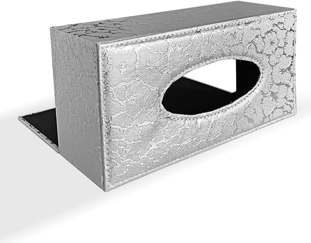 LLRY PU Leather Household Office Rectangular Tissue box Paper Holder Box Cover Case Napkin Holder Car Automotive Decoration (White Lightning)