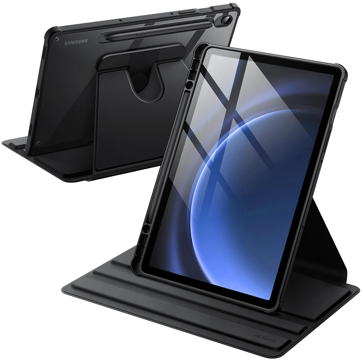 JETech Rotating Case for Samsung Galaxy Tab S10 Lite / S10 FE / S9 FE 10.9-Inch / S9 11-Inch with S Pen Holder, 360 Degree Rotation Protective Stand