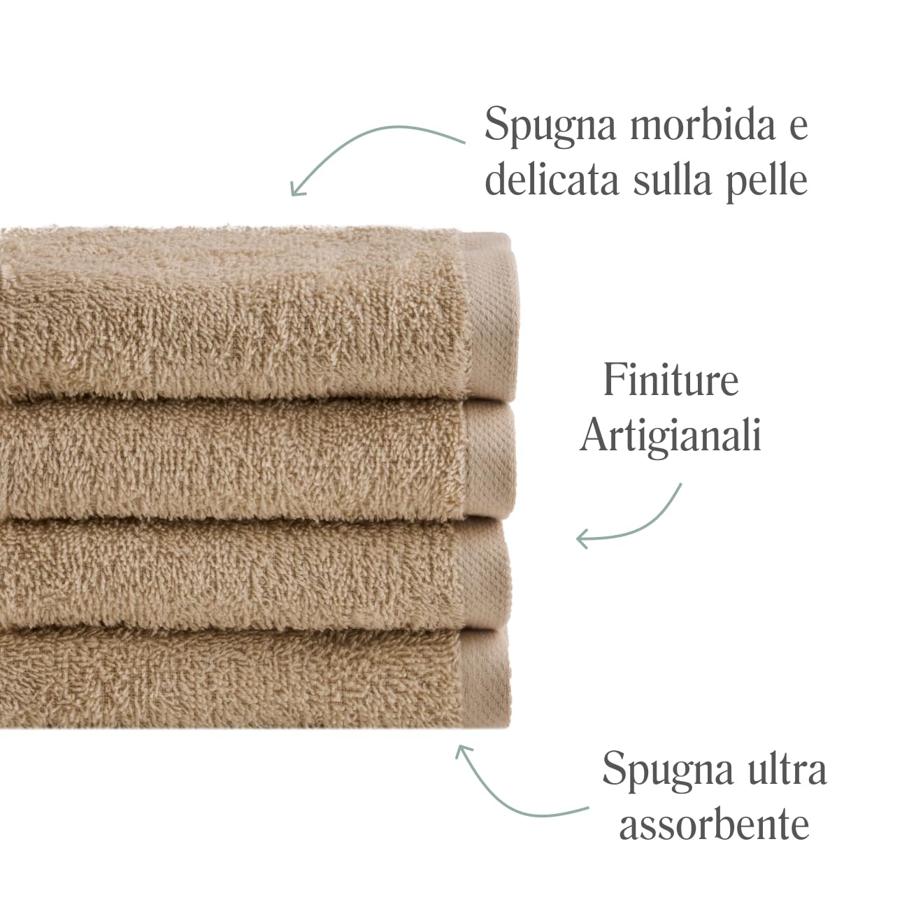NELLA BIAGINI Minerva Bath Towels 30 x 30 cm, Set of 4, 100% Pure Terry Cotton, 420 g/m², Soft, Absorbent, Practical, Durable, Solid Colour