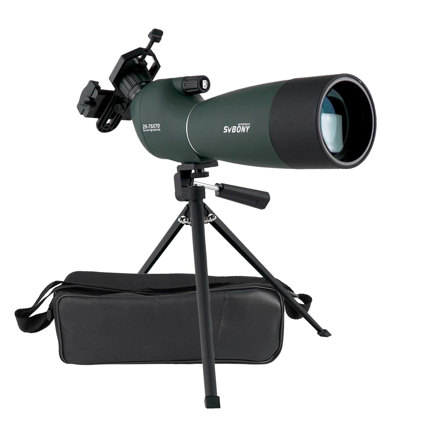 Svbony SV28 Spotting Scope with Tripod Phone Adapter 25-75X70, HD Zoom BAK4 Prism FMC Optics Lens Angled Spotting Scopes for Target Shooting, Bird