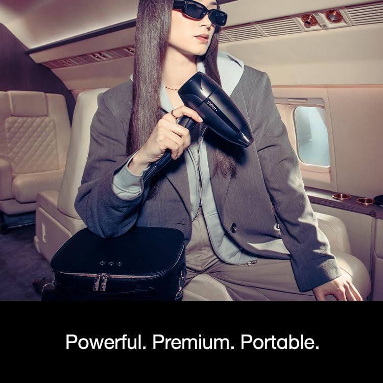 ghd Flight+ Travel Hair Dryer - Compact, Lightweight, Dual Voltage, Powerful Drying with Luxurious Travel Case