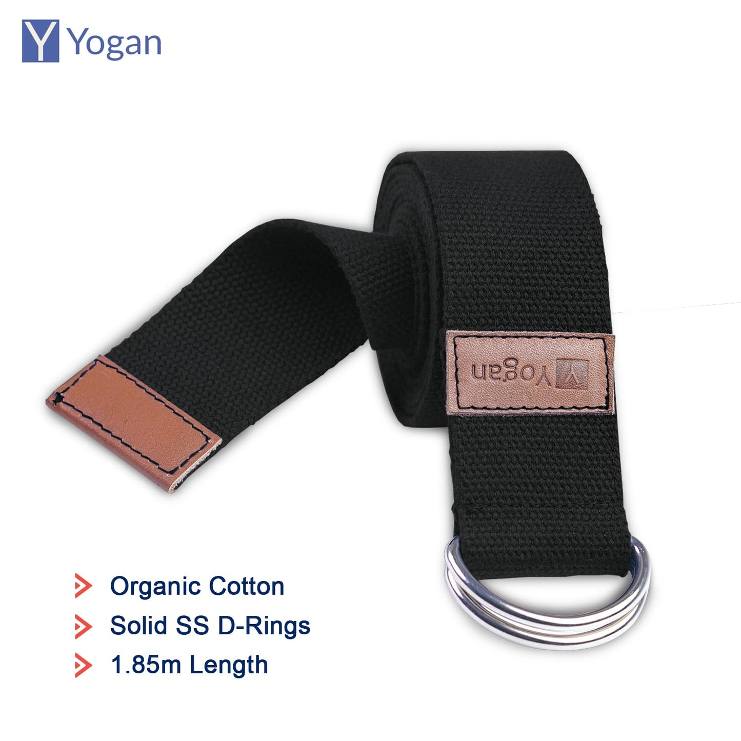 Yogan Yoga Bolster with a Yoga Belt/Strap | Natural Buckwheat Hulls Filling | Outer Cover (Could be Removed and Washed) - Made of 100% Organic Cotton