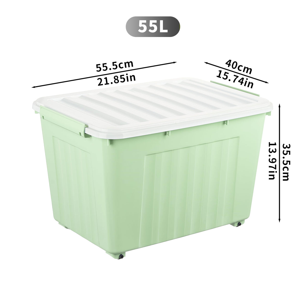 Cetomo 55L*4 Storage Boxes with Wheels, Plastic Storage Box with Lid, Latching Buckles, Click Closure, Stackable, Nesting, Durable Organizer for Home