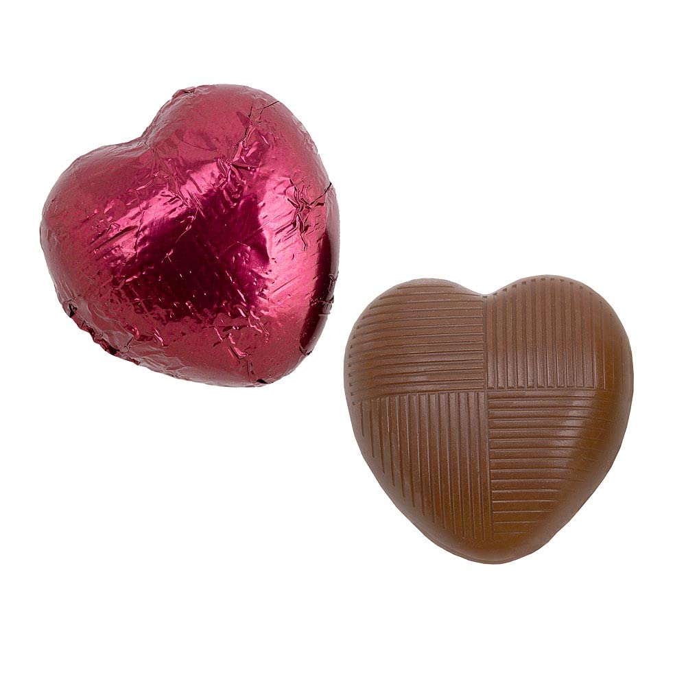 Italian Options Milk Chocolate Hearts, 500 grams approx 83 Pieces, Burgundy Foil