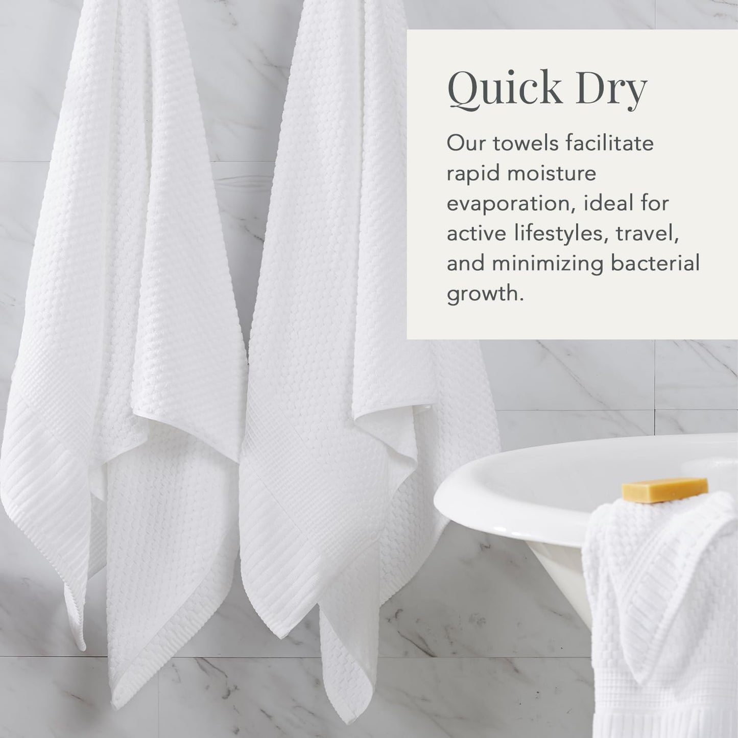 NY Loft 100% Cotton Hand Towel 6 Pack | Super Soft & Absorbent Quick-Dry Hand Towels 16" x 28" |Textured and Durable Cotton | Trinity Collection