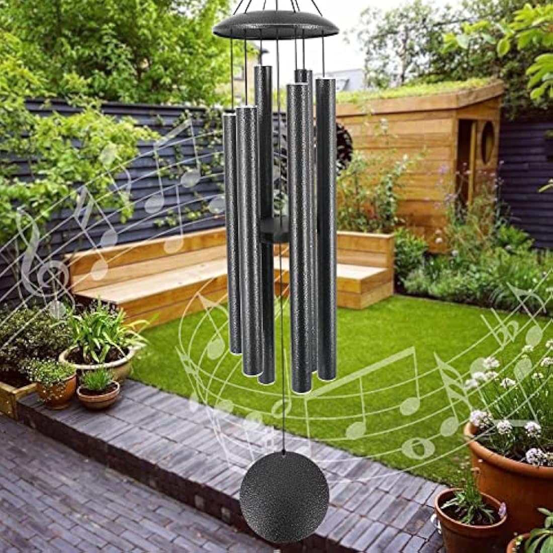 ASTARIN Wind Chimes Outdoor, 45-Inch Memorial Wind Chimes with 6 Heavy Tubes, Unique Outdoor Decor, Sympathy Gifts, Antique Silver