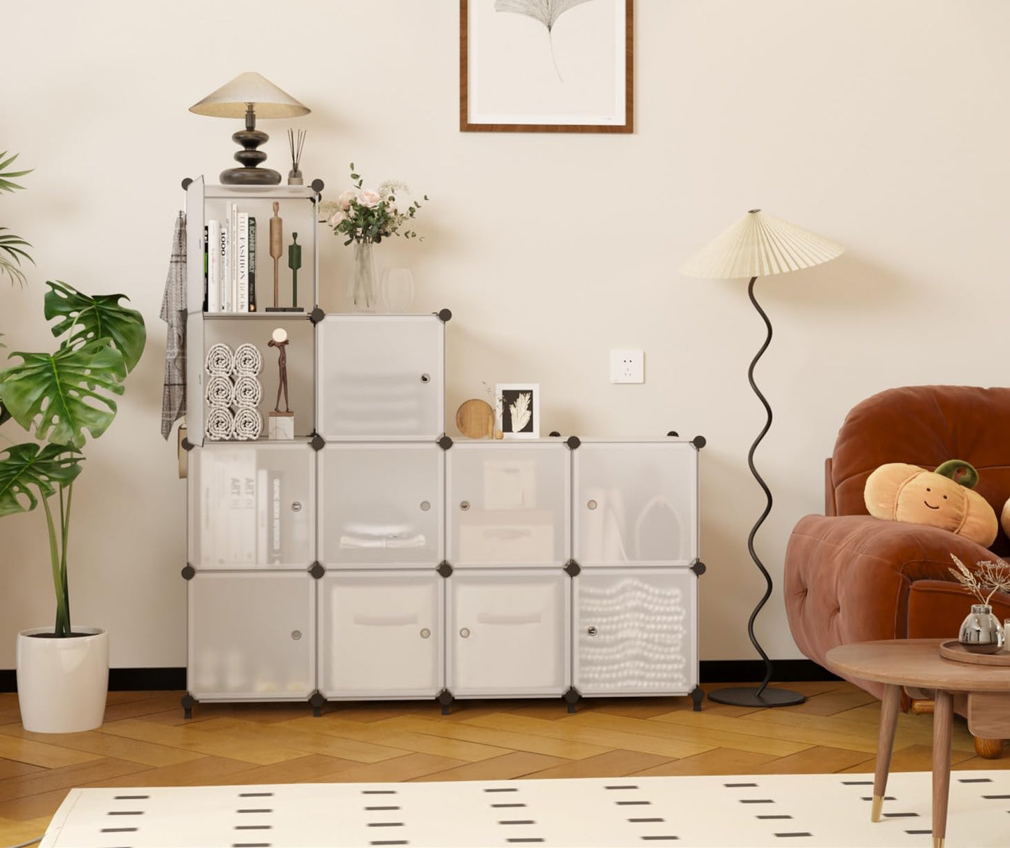 AWTATOS 12 Cube Storage Organizer, Closet Storage Shelves with Doors,White