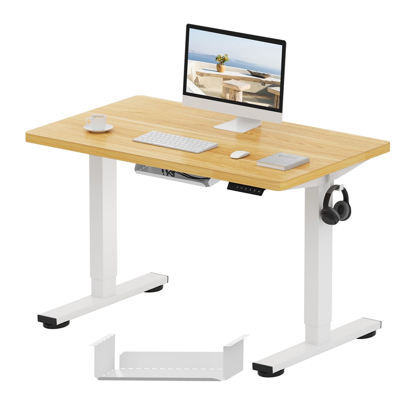 FLEXISPOT E1 Plus ONE PIECE Electric Standing Desk Height Adjustable Sit Stand Desk with Memory Smart Panel for Home Office, 100 * 60cm