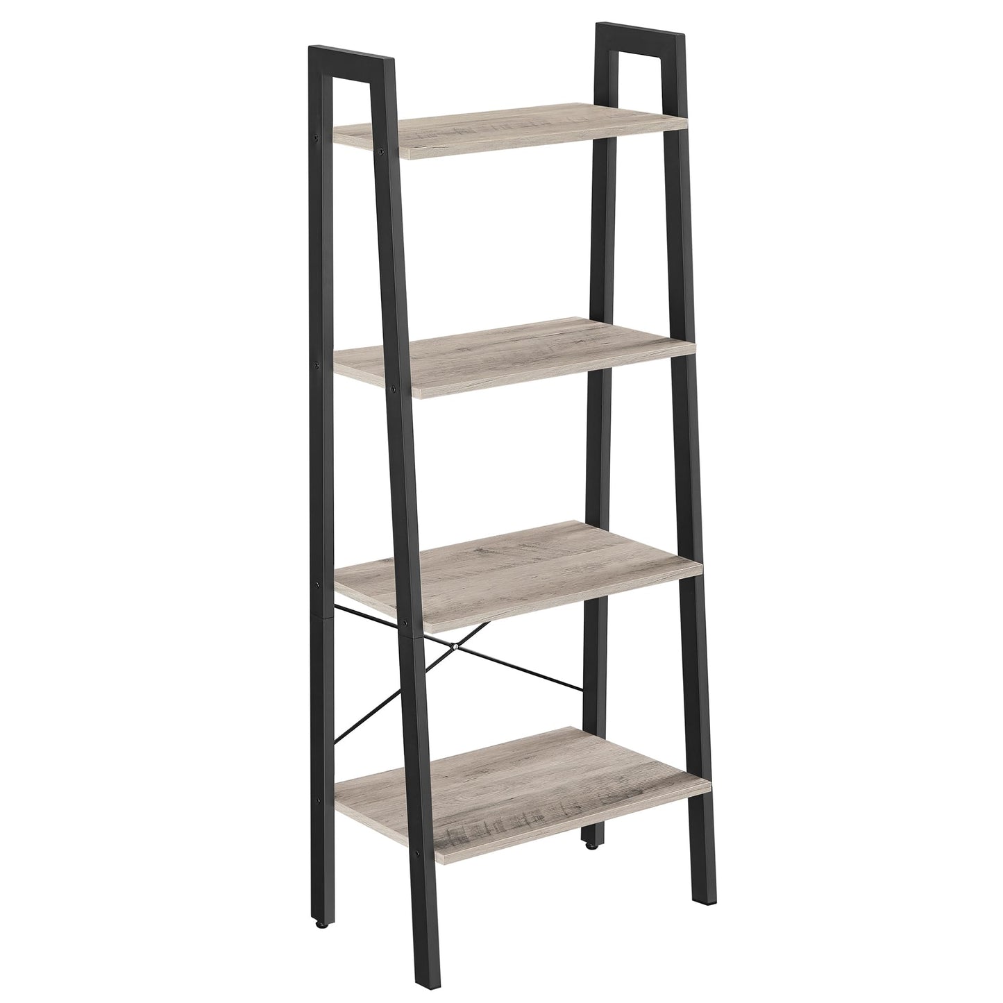 VASAGLE Ladder Shelf, 4-Tier Bookshelf, Bookcase, for Living Room, Bedroom, Kitchen, Home Office, Industrial Style, Steel Frame, Greige and Black