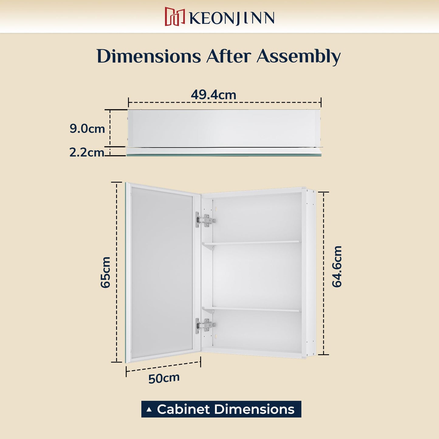 Keonjinn Bathroom Cabinets with Mirror - 50x65cm Aluminum bathroom Mirror Cabinets
