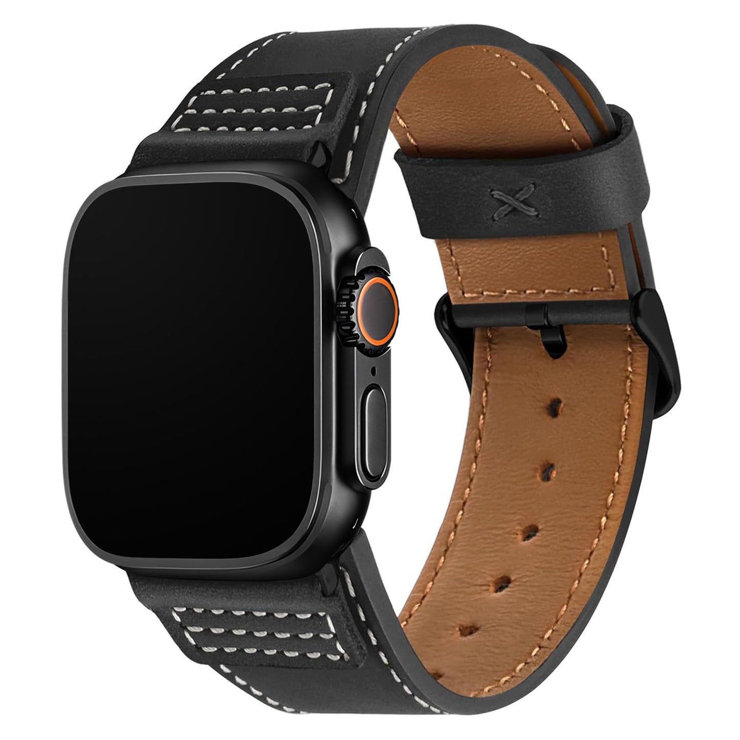 Wristitani Leather Strap Compatible With Apple Watch Straps 44mm 45mm 46mm 49mm for Men, Replacement Band for iWatch Ultra 3/2/1 Series 11 10 9 8 7