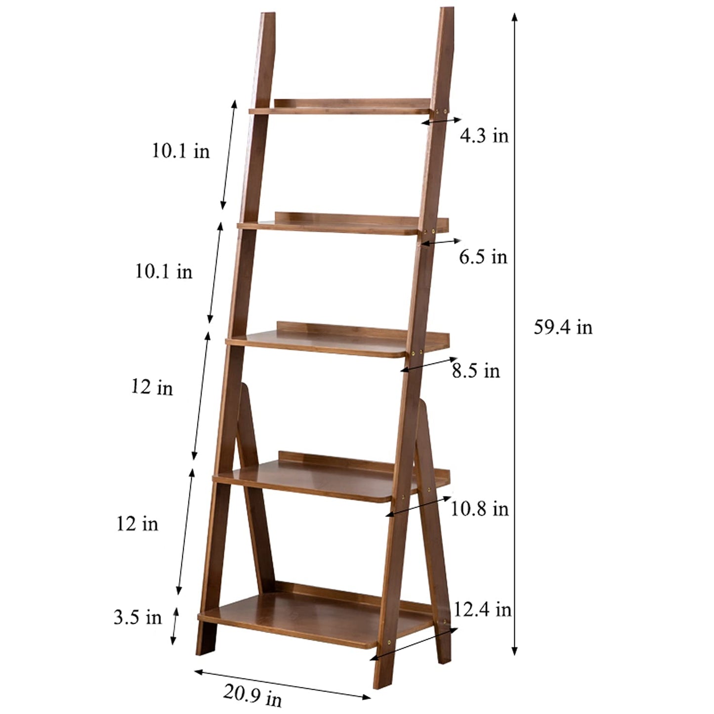 SOBIBO Bamboo Ladder Shelf, 5-Tier Storage Rack，Bookshelf, Free Standing Organizer Storage Shelves Flower Plant Stand Rack Brown