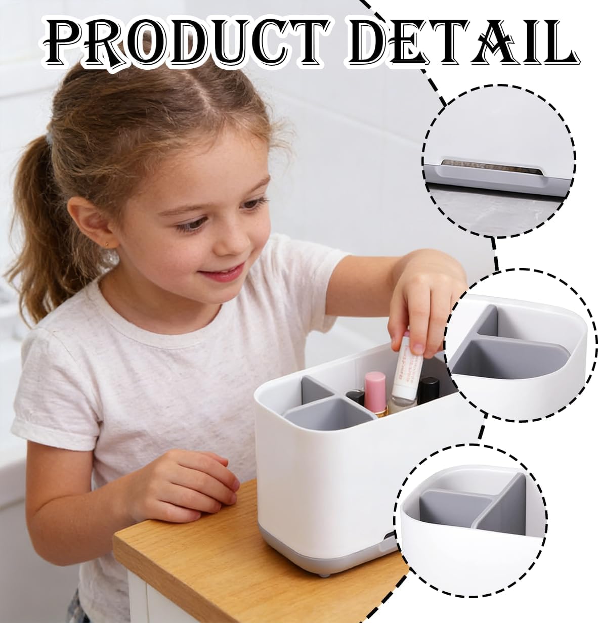 Toothbrush Organiser for Bathroom Counter, Durable Toothbrush Holder with Ventilated Base, Space Saving Tooth Brush Holder