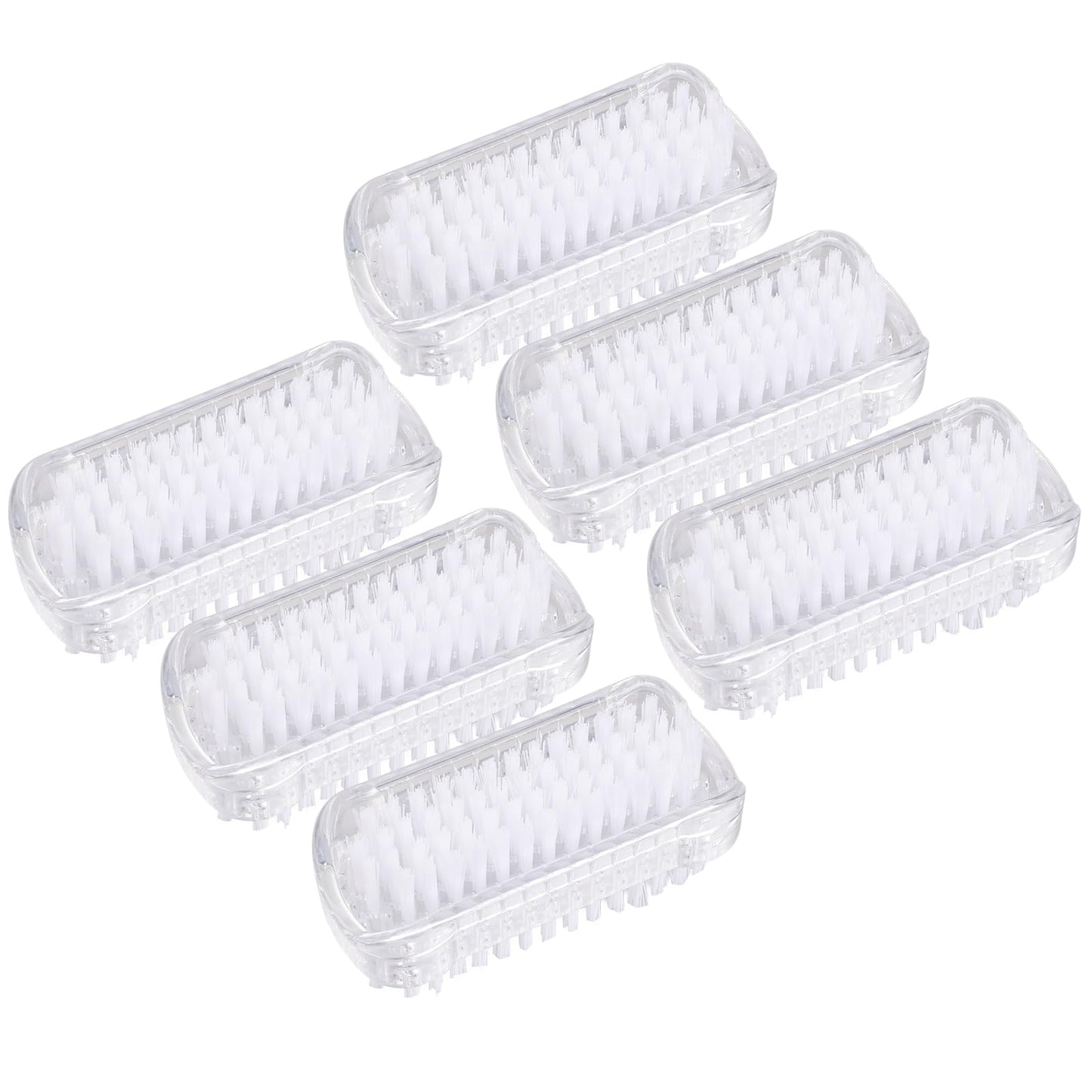 Larcele 6pcs Nail Brush Double Sided Plastic Hand Scrubbing Cleaning Brush for Cleaning Hand Toes Nail Home Garden Salon use MJS-04 (Transparent)
