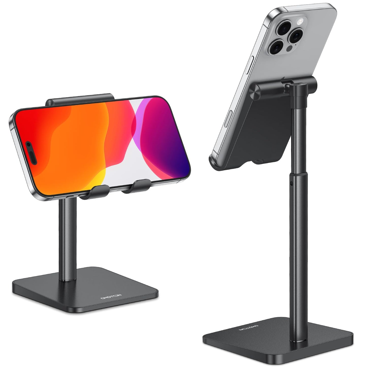 OMOTON Phone Stand, Angle Height Adjustable Vertical Desktop Mobile Phone Stand, Holder, Compatible with iPhone 17 16 15 14 13 Pro Max Air and All