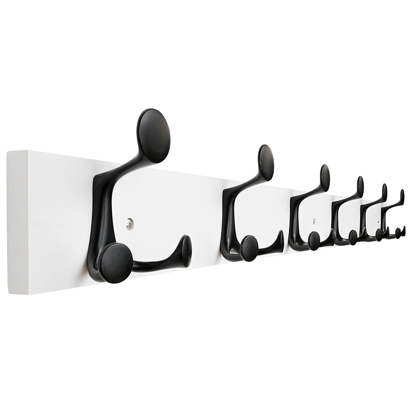 SKOLOO 99cm White Wood Coat Rack Wall Mount with 6 Triple Hooks - Ideal for Family Entrances, Classrooms, and Pet Supplies Storage