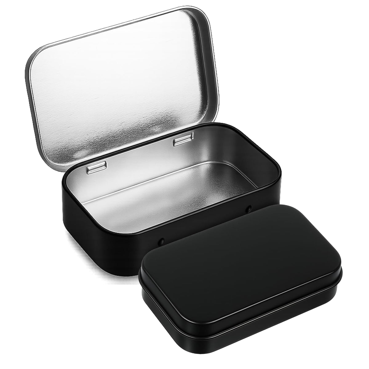 1 Pack Metal Rectangular Empty Tin Box, Hinged Tins Tin Containers with Lid Mini Portable Small Storage Container Kit for Home Storage 3.74x2.36x0.82