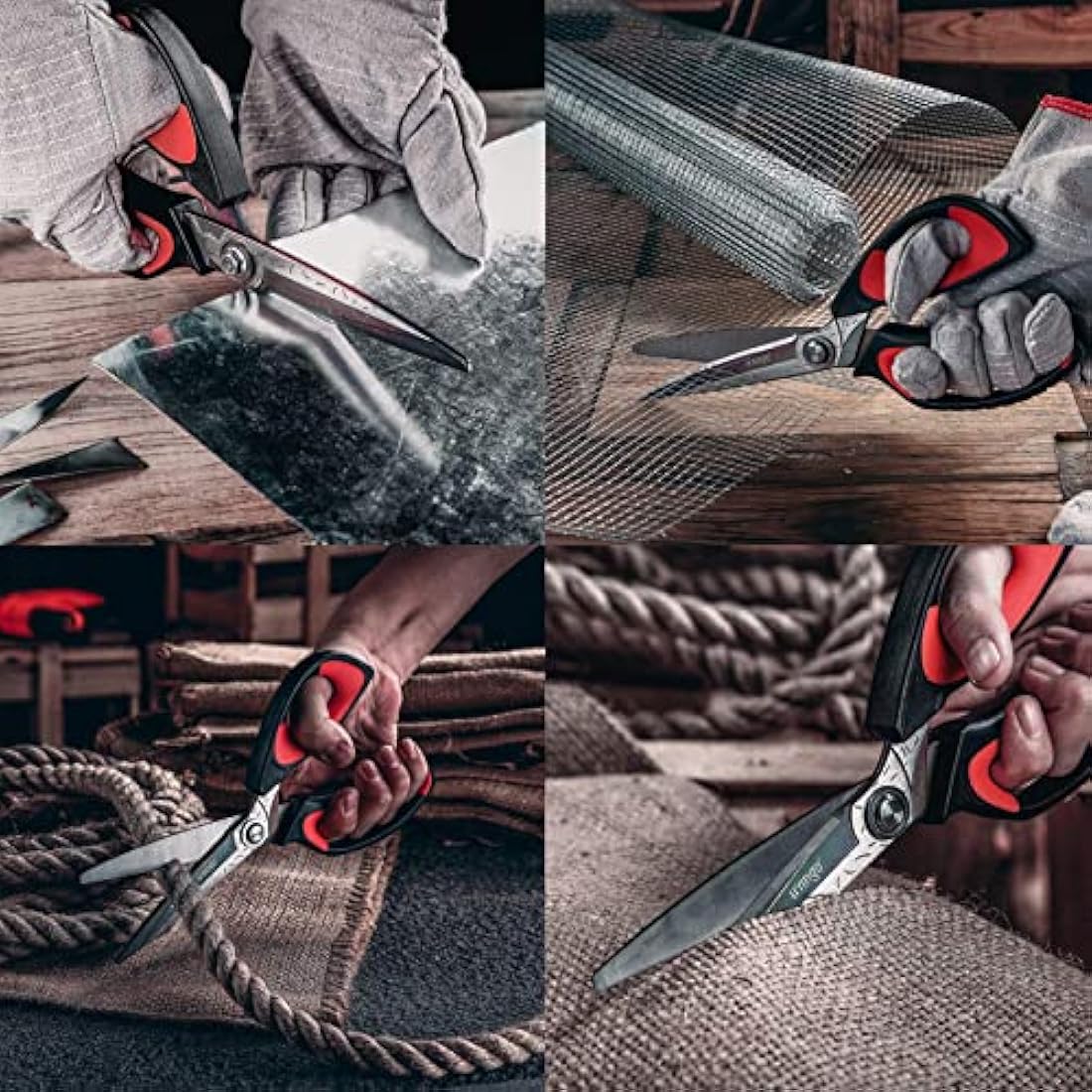 LIVINGO 10" Multipurpose Heavy Duty Scissors, Titanium Coating Ultra Sharp Forged Stainless Steel Tool Industrial Cutting Shears for Fabric, Dressmaking, Carpet, Material, Household, Gardening