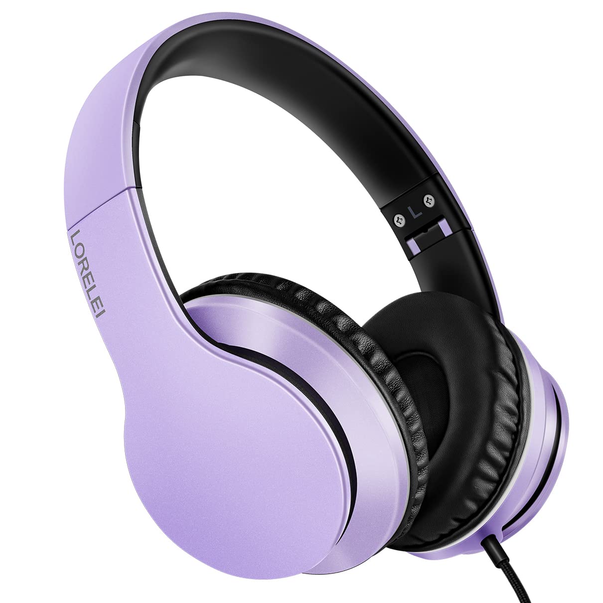 LORELEI X6 Over-Ear Headphones With Microphone, Lightweight Foldable & Portable Stereo Bass With 1.45M No-Tangle Wired for Smartphone Tablet MP3/4