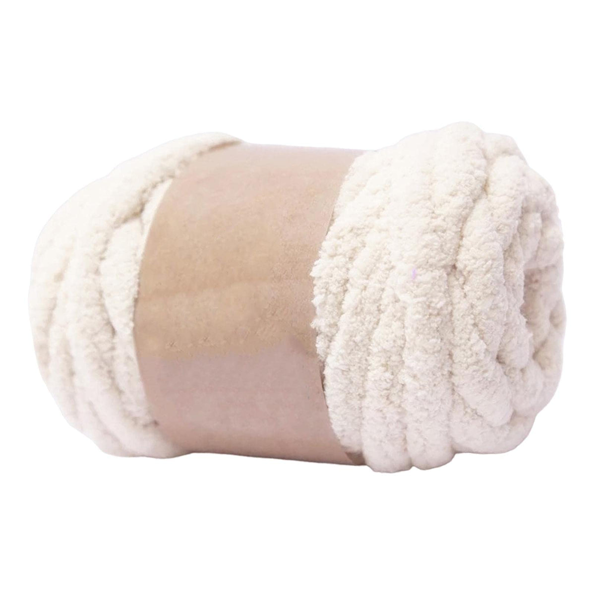 MagiDeal Thick Chunky Yarn Arm Knit Yarns Filling Handcrocheted Jumbo Tubular Yarn Bulky Yarns for Craft Knitted Blanket Pet Bed Sweaters, Beige White