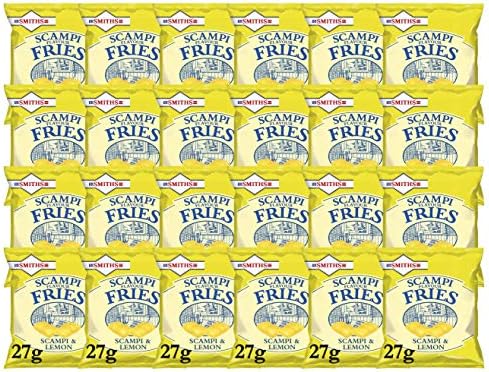 Smith's Savoury Selection Scampi & Lemon Fries 27g (Sheet of 24 Bags) - Scampi and Lemon Flavor Cereal Snack [Packaging may vary]