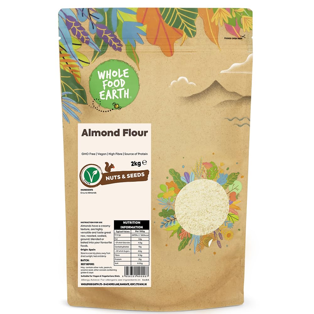 Wholefood Earth Almonds Flour 2 kg | GMO Free | High Fibre | Source of Protein