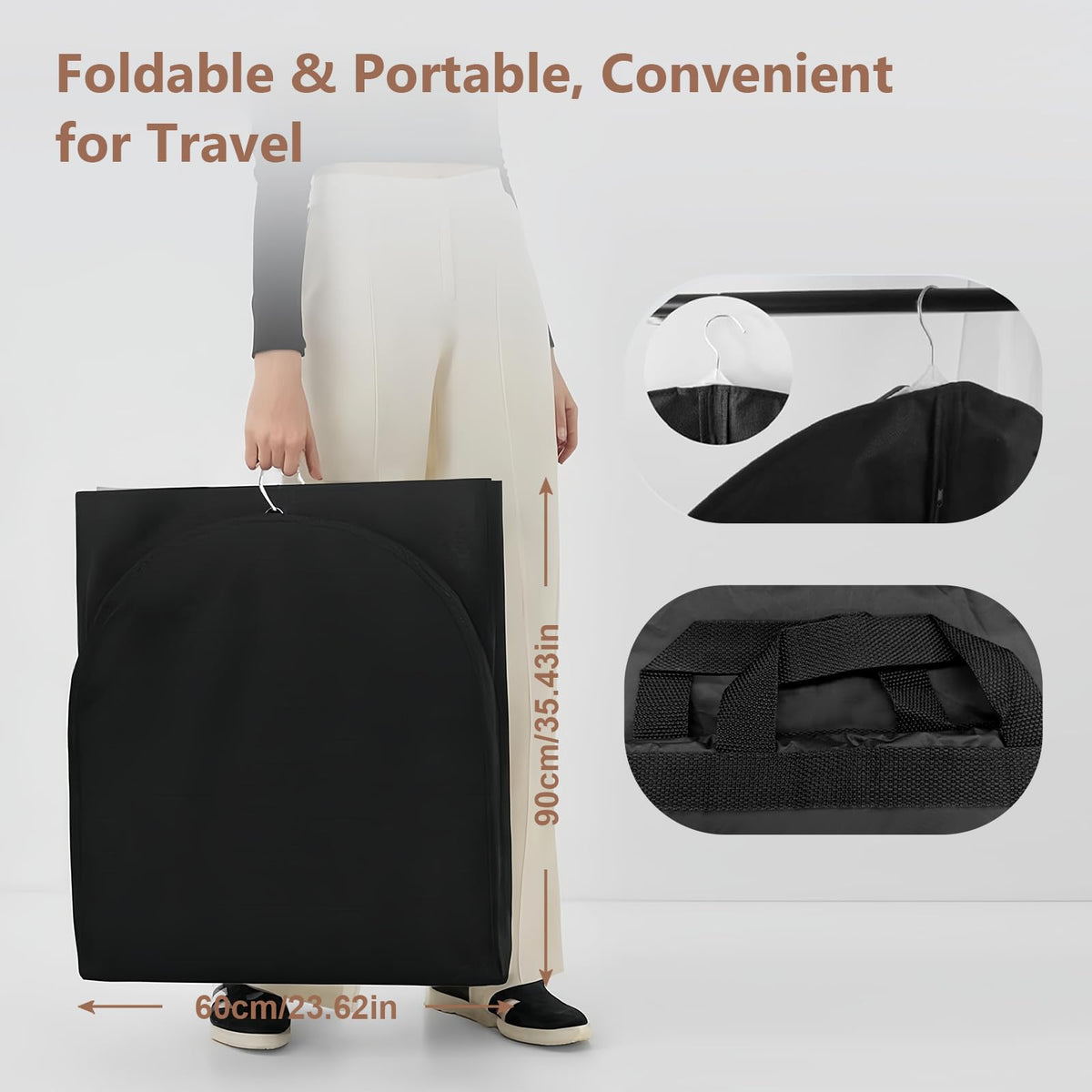 AMFUN 2 PCS Dress Bag,Full Length Travel Suit Bag with Zipper, Dust-proof Clothes Covers Protector Bags,Gown Garment Bag for Long Dresses, 180×60 cm